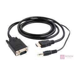   Gembird HDMI -> VGA Jack stereo 3,5mm M/M video jelkábel 3m fekete