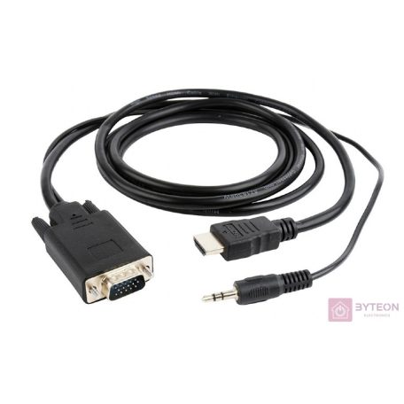 Gembird HDMI -> VGA Jack stereo 3,5mm M/M video jelkábel 3m fekete