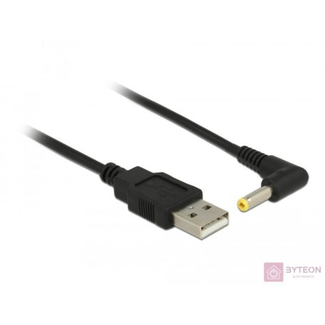 Delock USB 2.0 A -> DC 4.0 x 1.7 mm M/M tápkábel 1.5m fekete egyenes/90°