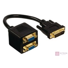 Gembird DVI-I -> 2db VGA M/F adapter 0.2m fekete