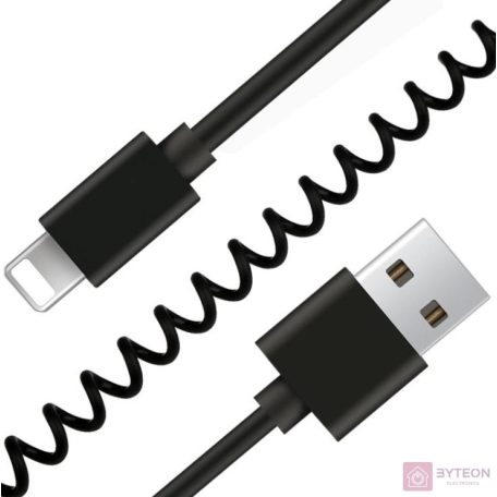Gembird USB A -> Lightning M/M adatkábel 1.5m fekete spirál