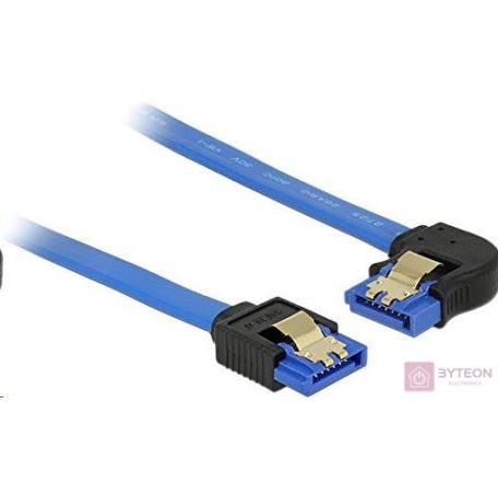 Delock SATA 3 F/F adatkábel 0.2m kék egyenes/90° bal