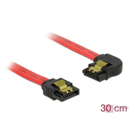 Delock SATA 3 F/F adatkábel 0.3m piros egyenes/90° bal