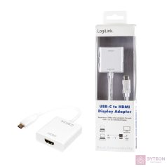 LogiLink USB-C -> HDMI 1.4 M/F adapter 0.2m fehér