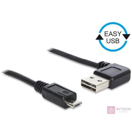 Delock Easy-USB -> USB 2.0 micro B M/M adatkábel 0.5m fekete 90°/egyenes