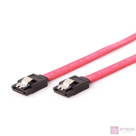 Gembird SATA 3 F/F adatkábel 0.3m piros metal clips
