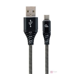   Gembird Premium cotton braided Type-C USB charging and data cable,2m,black/white