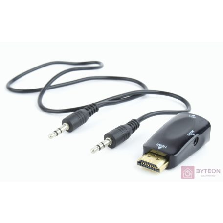 Gembird HDMI -> VGA Jack 3,5mm M/F adapter +audio fekete