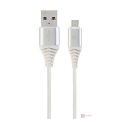   Gembird Premium cotton braided Micro-USB charging and data cable,2m,silver/white