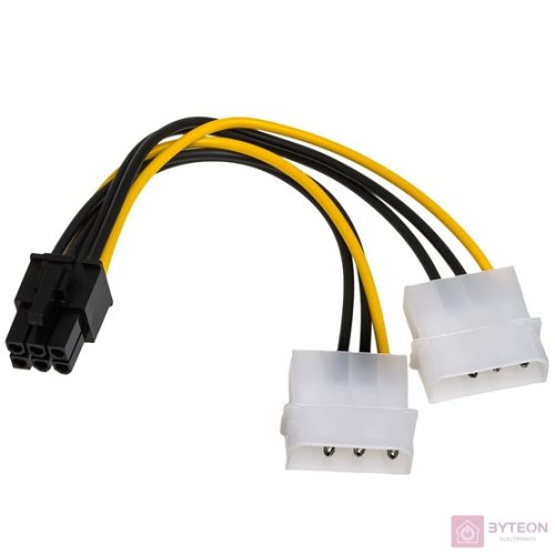 Akyga AK-CA-13 2db Molex Power 3pin -> Power 6pin PCI-E M/F adapter 0.15m