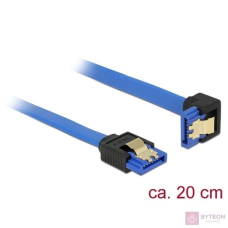 Delock SATA 3 F/F adatkábel 0.2m kék egyenes/90° le