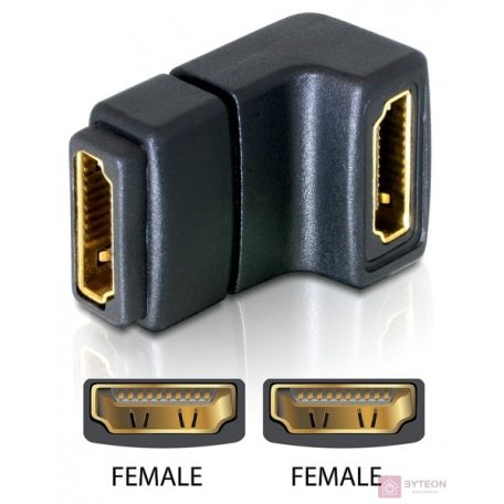 Delock HDMI F/F adapter 90°-os fekete