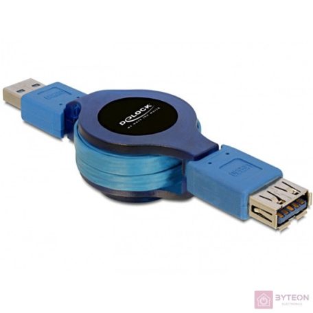 Delock USB 3.0 A M/F adatkábel hosszabbító 1m kék csévélős