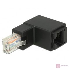 Delock RJ45 CAT6 UTP M/F adapter fekete 90°