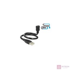   Delock USB A -> USB micro B M/F adatkábel 0.35m ShapeCable fekete