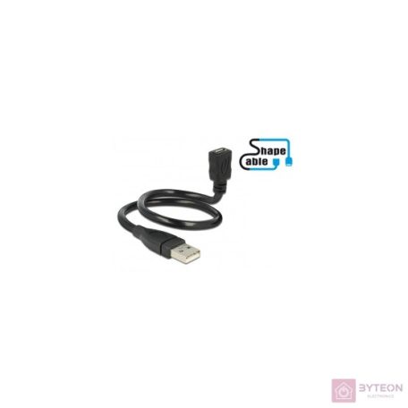 Delock USB A -> USB micro B M/F adatkábel 0.35m ShapeCable fekete