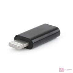 Gembird Lightning -> USB Type-C M/F adapter fekete
