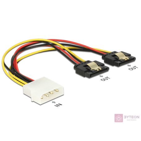 Delock Molex Power 4pin -> 2db SATA Power 15pin M/F adapter 0.2m
