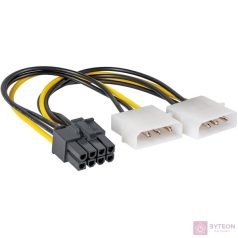   Akyga Molex Power 3pin -> Power 8pin PCI-E M/F tápkábel 0.5m