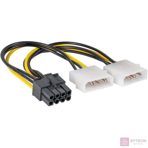 Akyga Molex Power 3pin -> Power 8pin PCI-E M/F tápkábel 0.5m