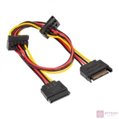 Akyga SATA Power -> 3db SATA Power M/F tápkábel 0.3m
