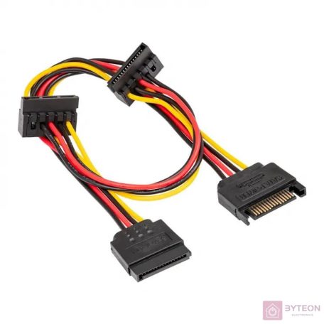 Akyga SATA Power -> 3db SATA Power M/F tápkábel 0.3m