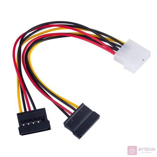 Akyga Molex Power 4pin -> 2db SATA Power M/F tápkábel 0.15m