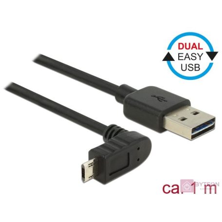 Delock Easy-USB -> EasyUSB micro-B M/M adatkábel 1m fekete egyenes/90°