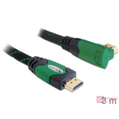   Delock HDMI 1.4 M/M video jelkábel 3m fekete egyenes/90°jobb