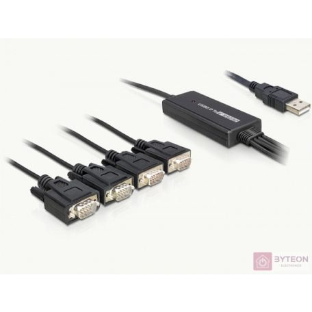 Delock USB A -> 4db Serial RS-232 M/M adatkábel 1.4m fekete