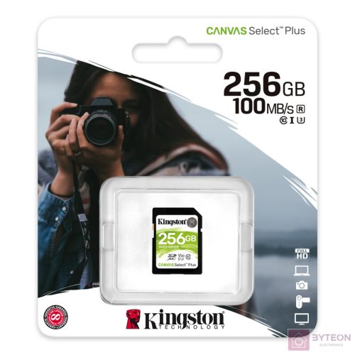 Kingston 256GB SDXC Canvas Select Plus 100R C10 UHS-I U3 V30