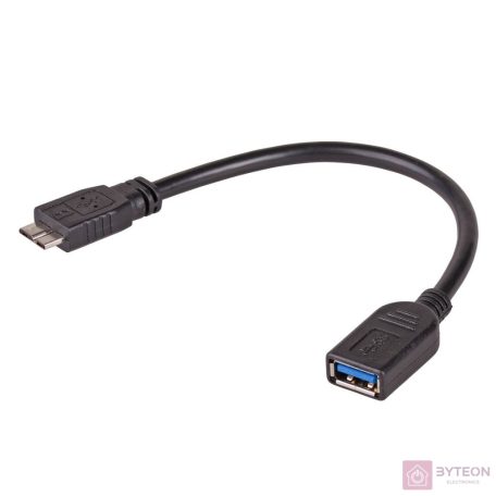 Akyga AK-AD-30 USB-AF 3.0 microUSB-BM 3.0 OTG Cable adapter 15cm Black