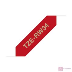   Brother TZE-RW34 selyem szövet P-touch szalag (12mm) Gold on Wine Red - 4m