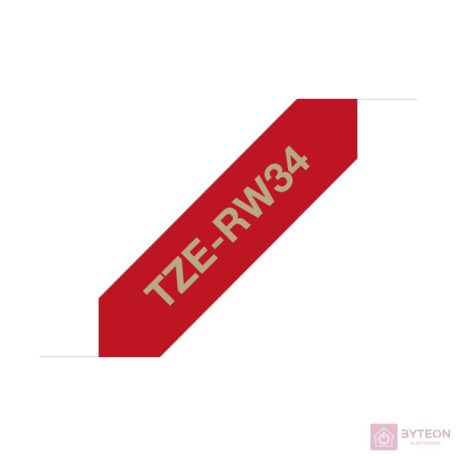 Brother TZE-RW34 selyem szövet P-touch szalag (12mm) Gold on Wine Red - 4m