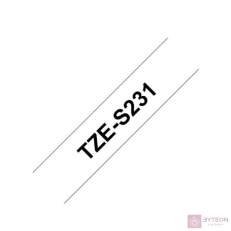 Brother TZE-S231 laminált P-touch szalag (12mm) Black on White - 8m 