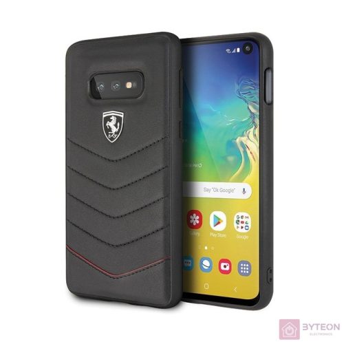 Ferrari Heritage Samsung S10 Lite tűzdelt bőr kemény fekete tok