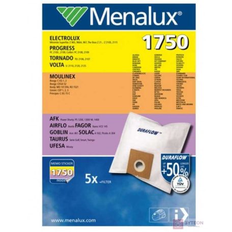 Menalux 1750 5 db szintetikus porzsák + 1 mikroszűrő