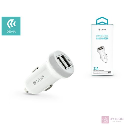 Devia ST330810 Devia Smart dual port USB 3.1a/2xUSB kimenettel fehér autós töltő