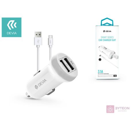 Devia ST331190 Devia Smart dual port Type-C 3.1a/2xUSB/Type-C kábel autós töltő