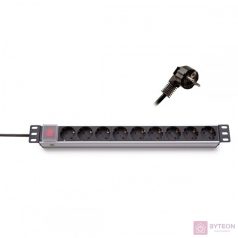 Triton 19" elosztópanel 9x250V, kapcsolóval, 1U, 2,3m