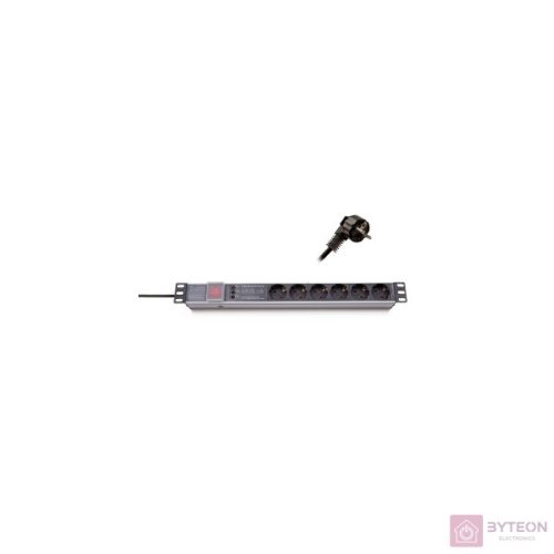 Triton 19" elosztópanel 6x250V, túlfeszültségvédelemmel1U, 2,3m