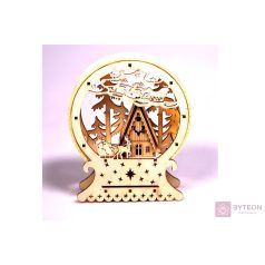   Félkör keretes karácsonyi ház 15x18x4,5cm/meleg fehér LED-es fa fénydekoráció