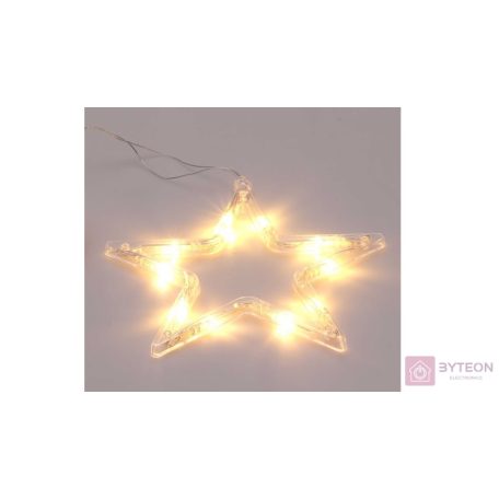 Csillag alakú 18x18cm/meleg fehér LED-es tapadókorongos fénydekoráció