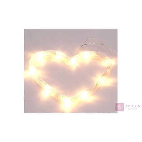 Szív alakú 16x17cm/meleg fehér LED-es tapadókorongos fénydekoráció