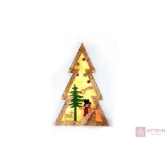   Fenyőfa alakú hóember mintás/20x29,5x4,5cm/meleg fehér LED-es fa fénydekoráció