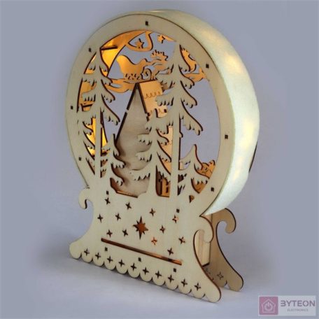 Félkör keretes karácsonyi ház 23x28,5cm/meleg fehér LED-es fa fénydekoráció