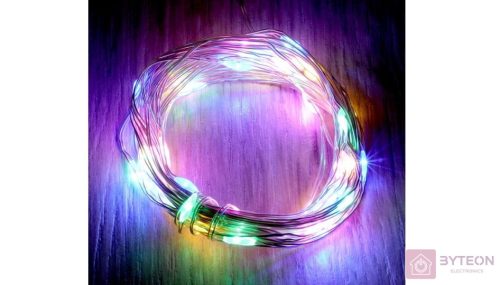 Fix fényű 5m/több színű/50db LED-es fénydekoráció