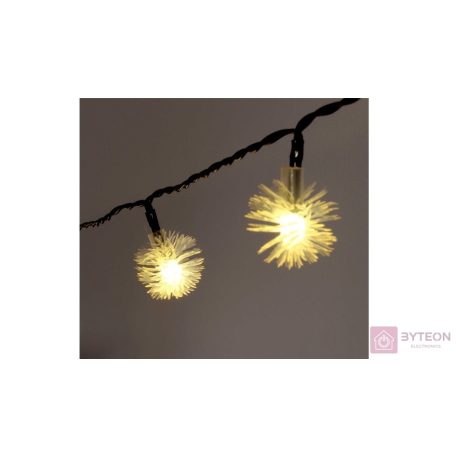 Zúzmara alakú 3cm/9m/IPX3 szabványos/meleg fehér/50db LED-es/napelemes fénydekoráció