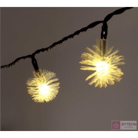Zúzmara alakú 3cm/12m/IPX3 szabványos/meleg fehér/100db LED-es/napelemes fénydekoráció