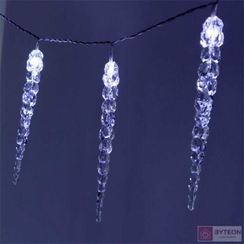 Jégcsap alakú S2/20m/IPX5 szabványos/hideg fehér/120db LED-es/napelemes fénydekoráció